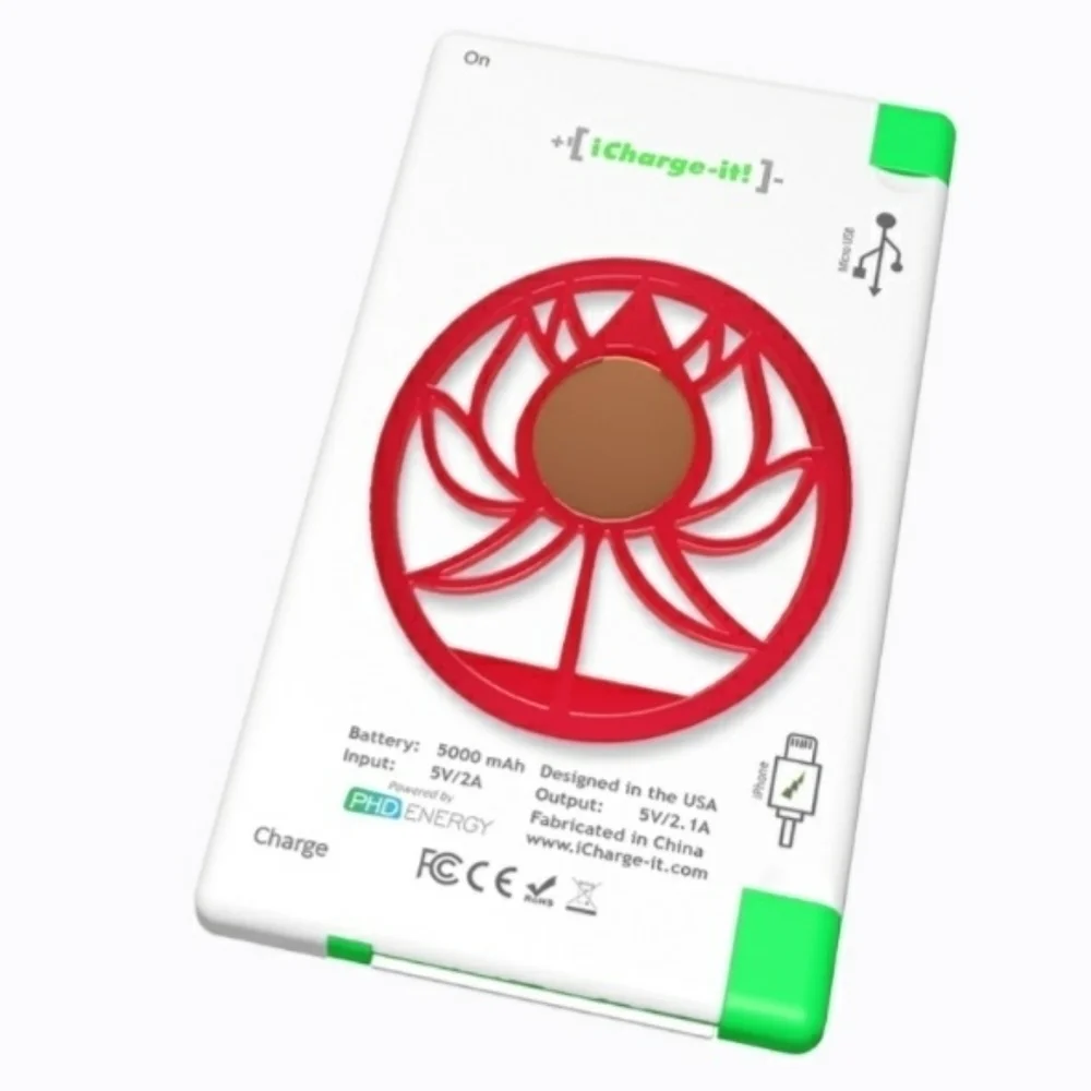 Power Bank With Lotus Charm iPhone Android Cell Phone Tablet
